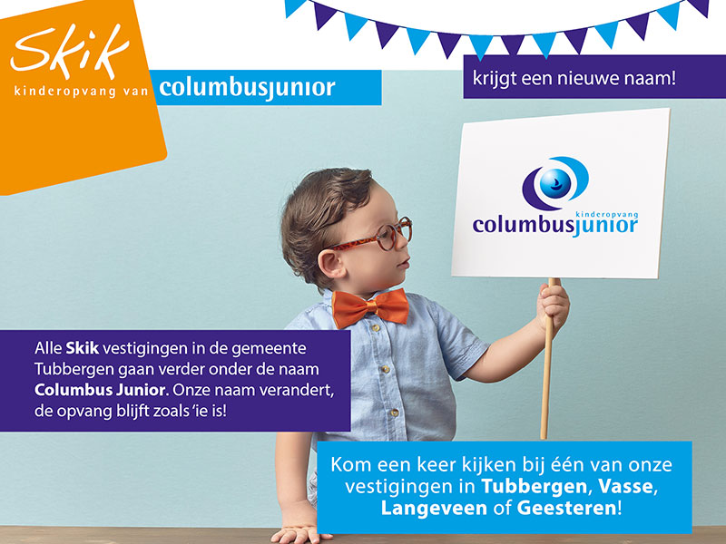Alle Skik vestigingen in de gemeente Tubbergen gaan verder onder de naam Columbus Junior